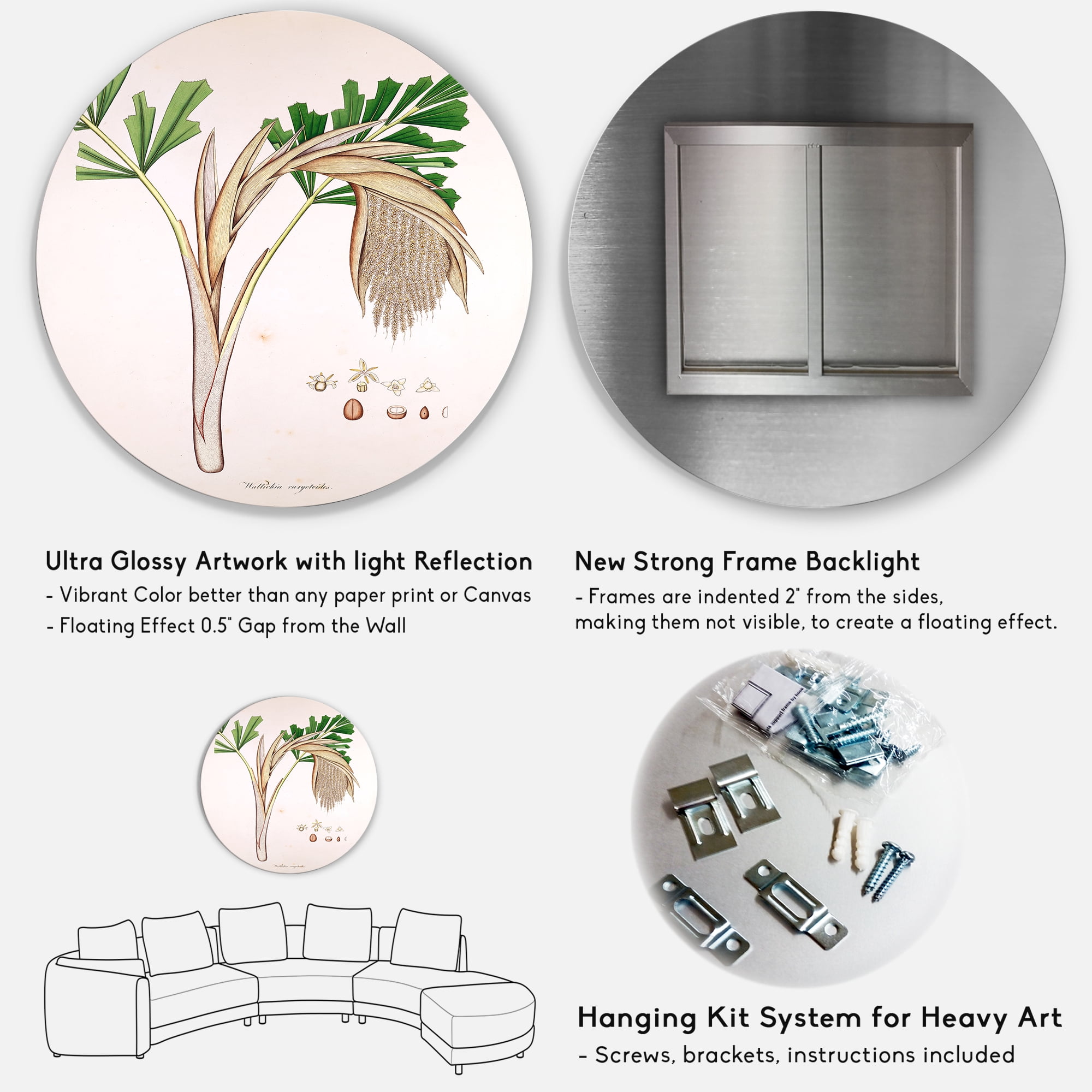 Designart 'Ancient Plant Life XV' Farmhouse Circle Metal Wall Art 11x11 - Disc of 11