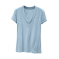 thumbnail image 2 of Yourumao Short Sleeve Tops for Women Soft Casual V Neck T Shirts Loose Solid Basic Tees Plus Size Summer Blouses for Loungewear, 2 of 5