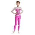 thumbnail image 2 of Aislor Kids Girls Rhythmic Gymnastics Unitard Full Length Dance Bodysuit Long Sleeve Sparkle Figure Skating Costume Hot Pink 6, 2 of 7