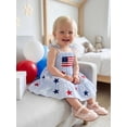 thumbnail image 5 of Loicainy Baby Toddler Girl 4th of July Dresses 6 12 18 24 Months 2T 3T 4T Striped Flag Star Tie Shoulder A-line Smocked Dress for Summer, 5 of 9
