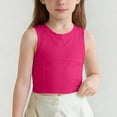 thumbnail image 2 of Crop Tops para Niñas, Camisetas sin Mangas de Cuello Redondo para Niña Casuales Ligeras de Color Sólido sin Mangas Cortas de Verano Rosadas 7-8 Años, 2 of 6