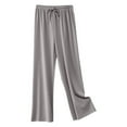 thumbnail image 2 of Womens Plus Size Pants High Waist Ice Silk Wide Leg Thin Sweatpants Loose Lightweight Casual Trousers for Women Grey XXXL, 2 of 3