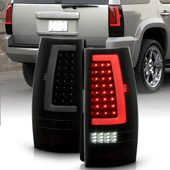 2007-2014 Chevy Suburban Tahoe GMC Yukon Black Smoked Full LED Tail Lights Lamps