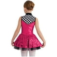 thumbnail image 4 of renvena Girls Sequin Racer Dress Checkered Speed Race Car Driver Jumpsuit Sparkle Racing Hot Pink 14, 4 of 7