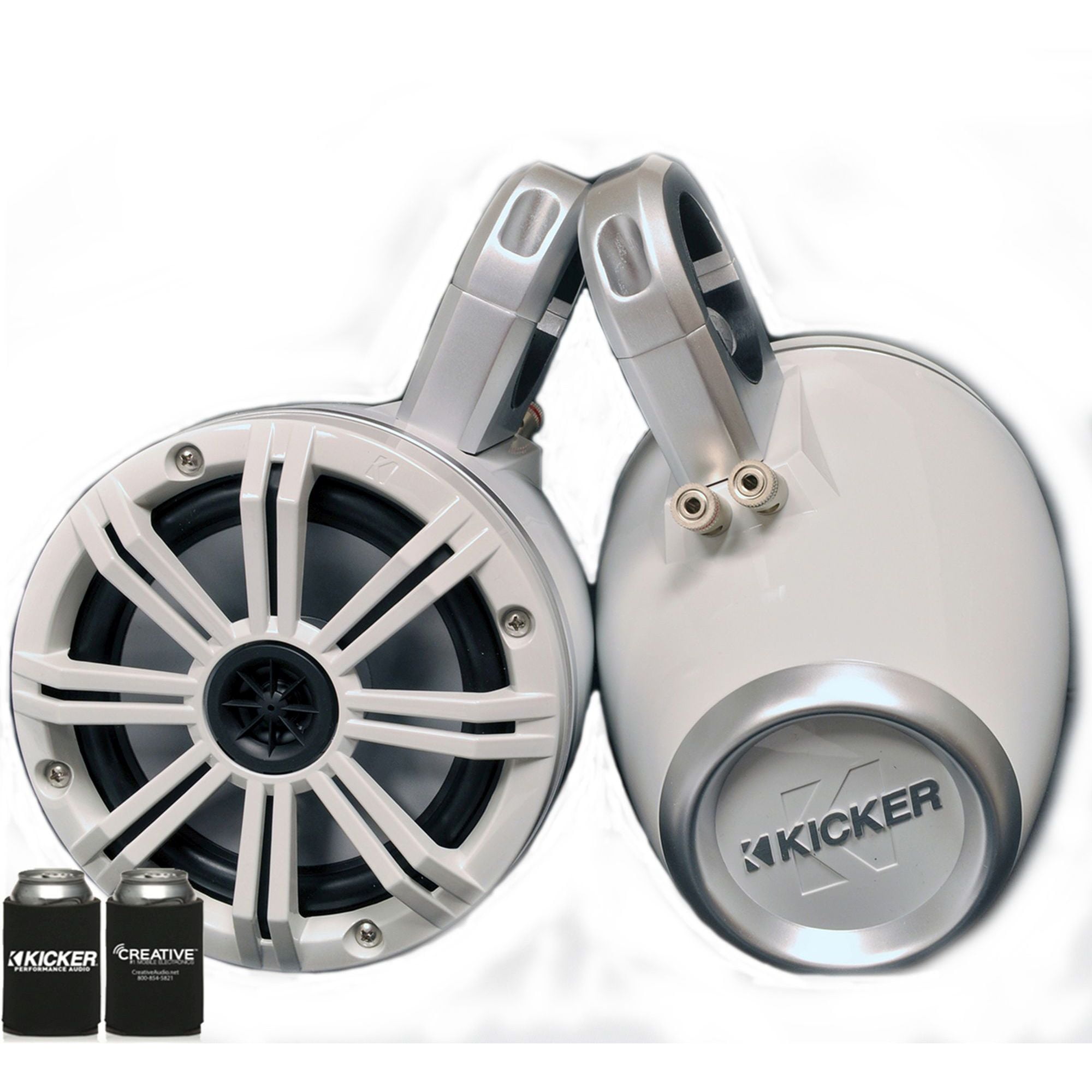 White Kicker Wake Tower System with Kicker 6.5" Marine Speakers