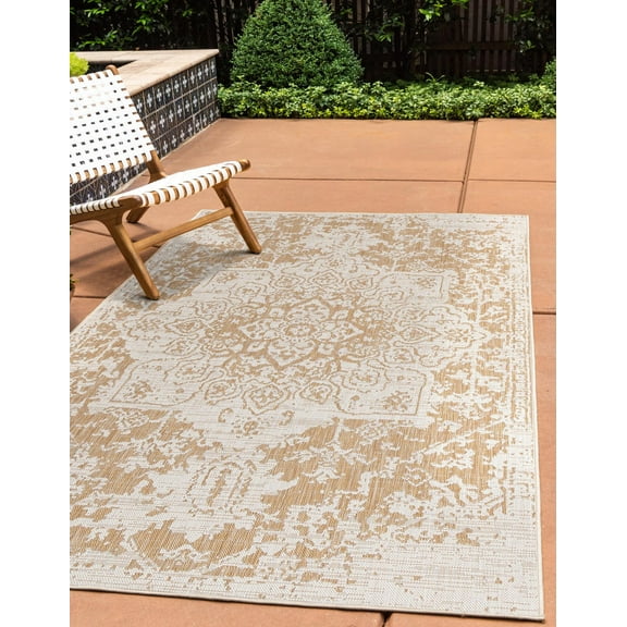 Jill Zarin Outdoor Collection Area Rug - Dubai (5' 3" x 8' Rectangle Beige/Brown)