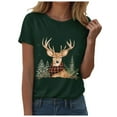 thumbnail image 6 of Drie Christmas Shirts for Girls Western Shirts Casual Tee for Women 2025 Summer T Shirt Short Sleeve Crewneck Tops Cute Graphic Dark Green,S, 6 of 6