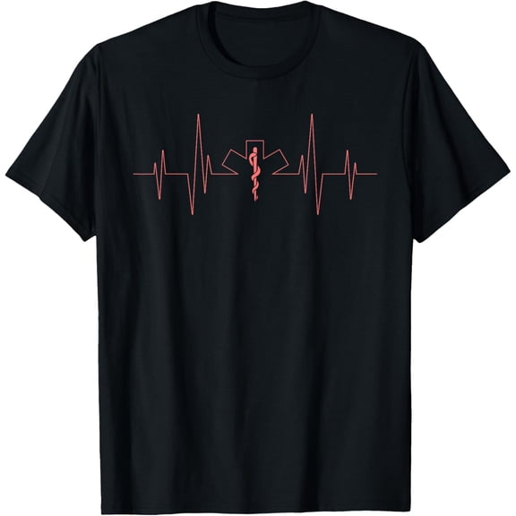 Funny EMT Heartbeat Gift | Cute Love Paramedic EMS Men Women T-Shirt
