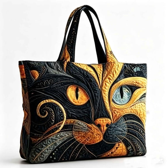 Quilted Tote Bag with Zipper, Large Capacity Printed Shoulder Handbag for Daily Use, Style 24