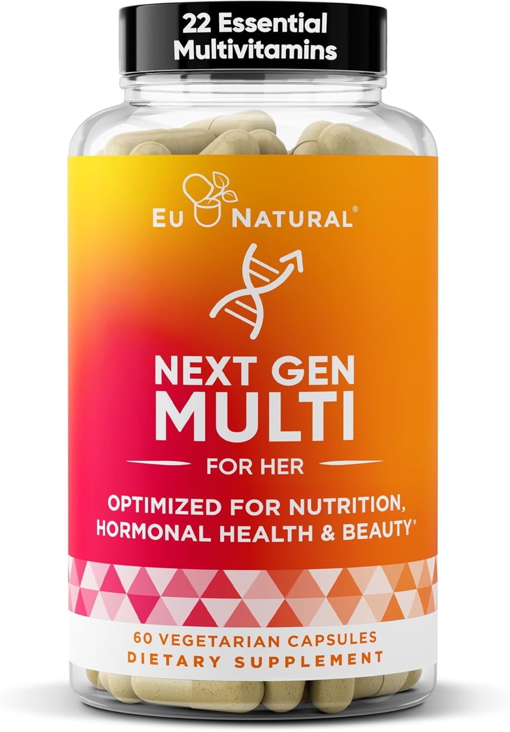 Next Gen Multivitamin for Women – 22 Optimized Vitamins for Immunity, Beauty, Brain, Energy, Bones and Heart – Vitamin C, D, E, K, Iron, B6 and DHA - 60 Vegetarian Soft Capsules
