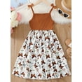 thumbnail image 3 of 7T Little Girls Dress 7T Girls Sleeveless Dress Butterfly Print Little Girls Suspender Dress Brown Dress, 3 of 7