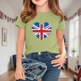 thumbnail image 4 of Jinhomg Kids Summer Tee Shirts Short Sleeve British Flag Graphic T-Shirt Lightweight Comfy Crew Neck Everyday Tops Green 7 Years, 4 of 5