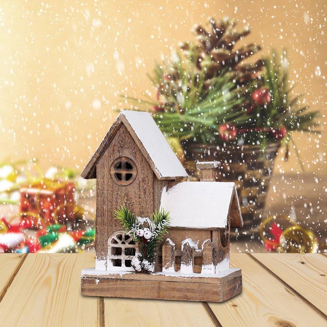 Navidad casa de madera jardín decoración muñeca pueblo para baño coche regalos 21cmx11cmx27cm Colco Casa de Navidad