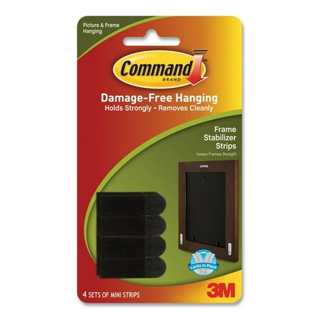 Command Frame Stabilizer Strips, Black, 4 Sets of Strips/Pack