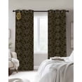 thumbnail image 2 of Brown Golden Floral Blackout Curtains for Bedroom 45 Inch Length 2 Panels Set, Modern Abstract Art Spring Flowers Thermal Insulated Energy Saving Window Treatment Curtains Blackout Drapes 52"x45", 2 of 8