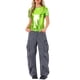 thumbnail image 2 of INSPIRAR CHIC Blusas Metálicas Texturizadas de Manga Corta Brillantes para Fiesta S Verde Mostaza, 2 of 6
