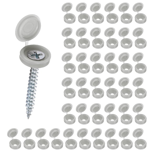Uxcell 200-Pack Plastic Hinged Screw Covers Caps, 3mm Shutter Screws with Caps, Fold Screw Snap Covers, Washer Flip Screw Cover [Light Gray]