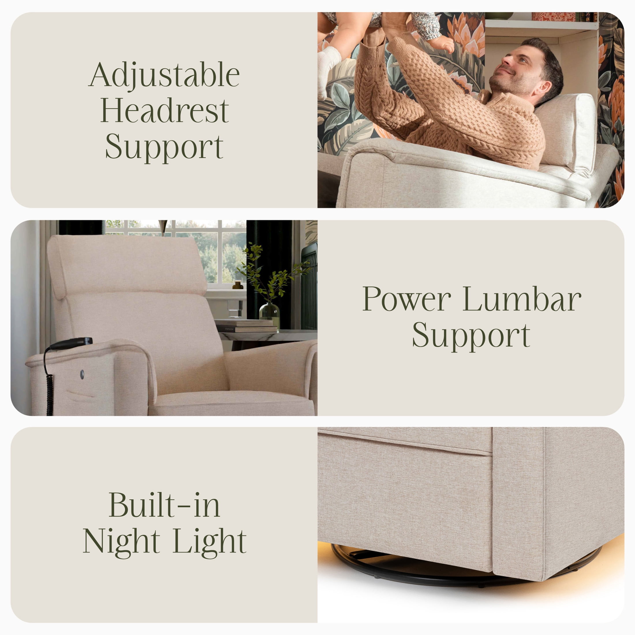 Namesake Willa Deluxe Power Recliner and Swivel Glider with Heat and Massage