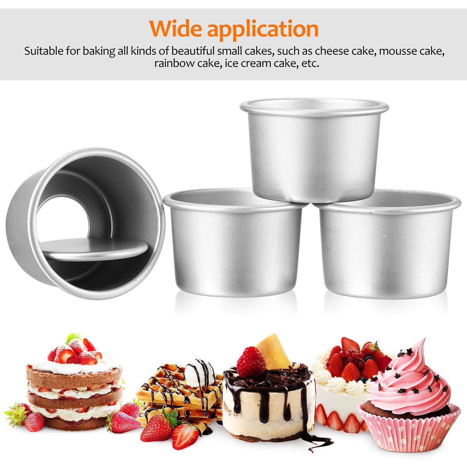 4/6/8 Inch Round Cake Pan Set With Removable Bottom Aluminum Alloy Chiffon Cake  Mold/Mould Set 3 Tier Round Cakes Tins C019