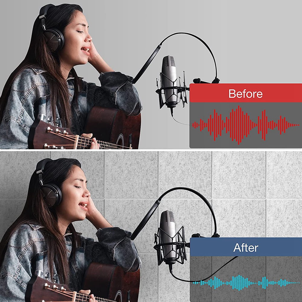 Self-Adhesive Acoustic Panels 12 Pack,12 x 12 x 0.4 inch Sound Proof Padding,Sound Absorbing Panel for Home ,Grey