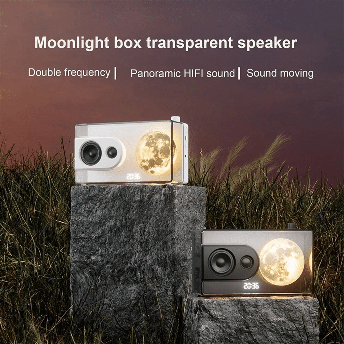 M6 Moonlight Music Box Bluetooth Speaker Support TF Card Play AUX Computer Connection Clock Transparent Sound Box A