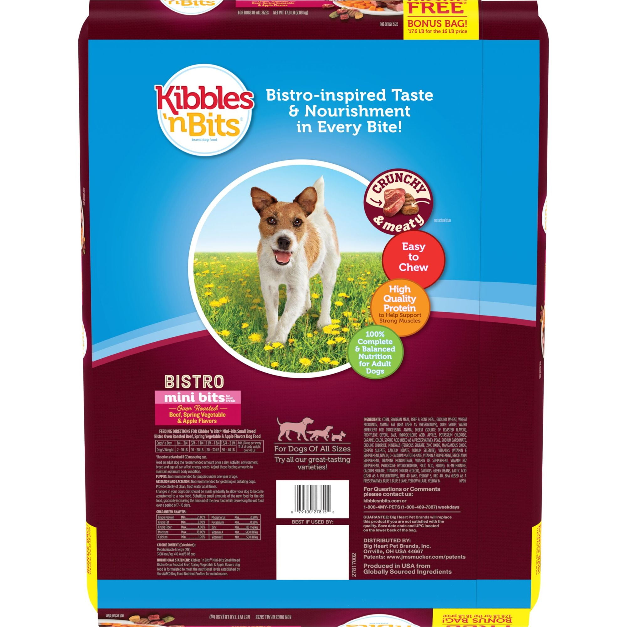 Kibbles 'n Bits Bistro Mini Bits Small Breed Oven Roasted Beef Flavor Dog Food, 17.6-Pound