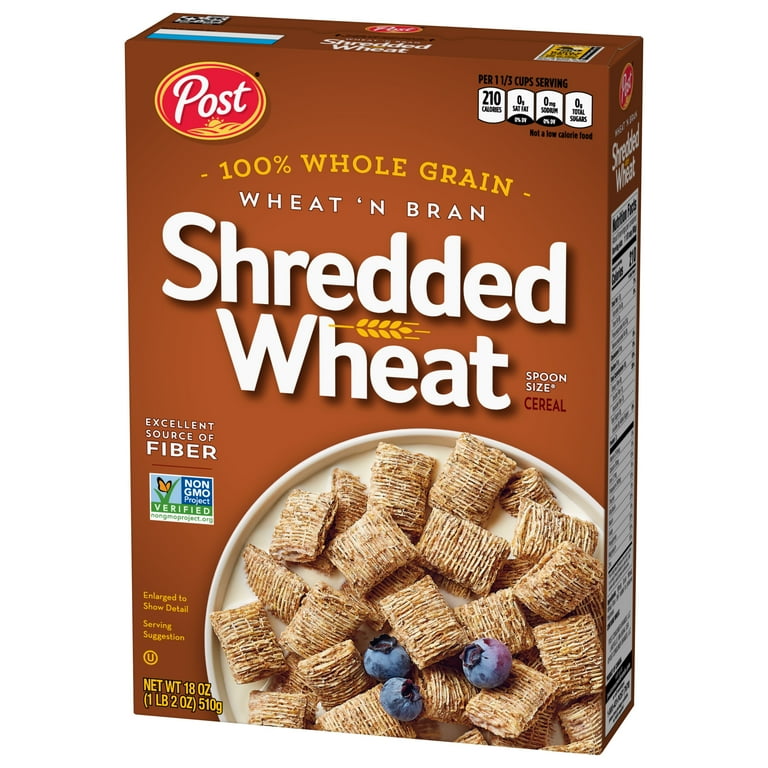 Post Wheat n Bran Shredded Wheat, High Fiber Breakfast Cereal