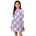 thumbnail image 1 of Robe à Manches Longues pour Filles, Robe Patineuse Évasée pour Filles, Robe Décontractée Extensible à Col Rond, pour l'École, les Récitals, les Fêtes, le Quotidien, 1 of 7