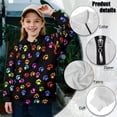 thumbnail image 6 of Uorisanigo Girls Half Zip Collar Sweatshirts Fall Winter Clothes Oversized No Hood Colorful Dog Paw Quarter Zipper Hoodies with Long Sleeve Pullover for Vacation Shopping Exercise Wear, 6 of 7