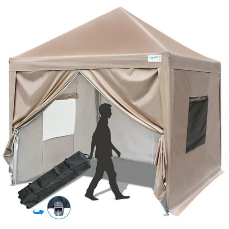 Upgraded Quictent Privacy 10x10 EZ Pop Up Canopy Tent Instant Party Tent Gazebo with Sides and Roller Bag Waterproof (Beige)