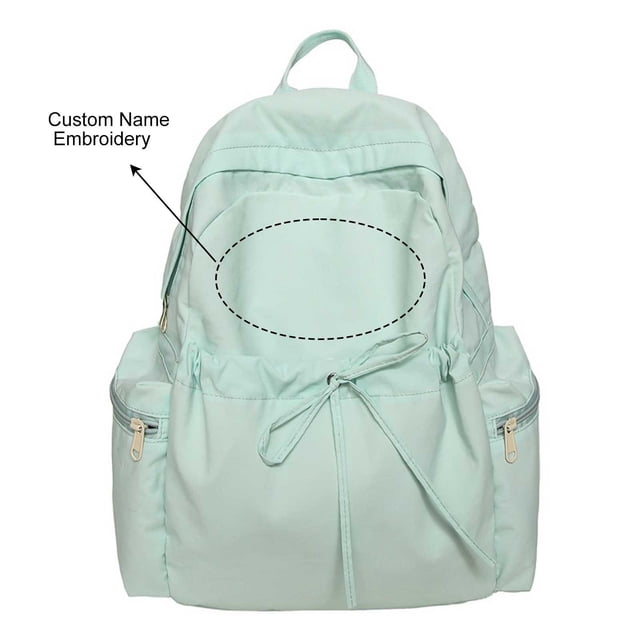 GPOECD Embroidered Backpack for School Girls Lightweight Summer Bookbag Stylish College Rucksack for Teens School Backpack Green,One Size