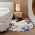 thumbnail image 2 of Round Rug 3.3Ft Washable Non-Slip, Blue Purple Flowers Circle Area Rugs for Living Room Bedroom, Spring Seasonal Botanical Florals Indoor Floor Mats Carpet Runner for Home Decor Aesthetic, 2 of 8