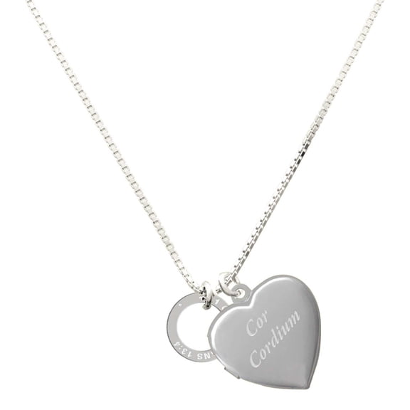 Delight Jewelry Silver Plated Corinthians 13:4 Eternity Ring - Engraved Cor Cordium Heart Locket Necklace, 17.5" 2" Extender