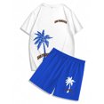 thumbnail image 3 of Glisme Mens 2 Piece Sets Summer Outfits Print Casual Sports Set For Men Short Sleeve Graphic T Shirt And Shorts Outfit Leisure Clothing Set Blue, 3 of 3