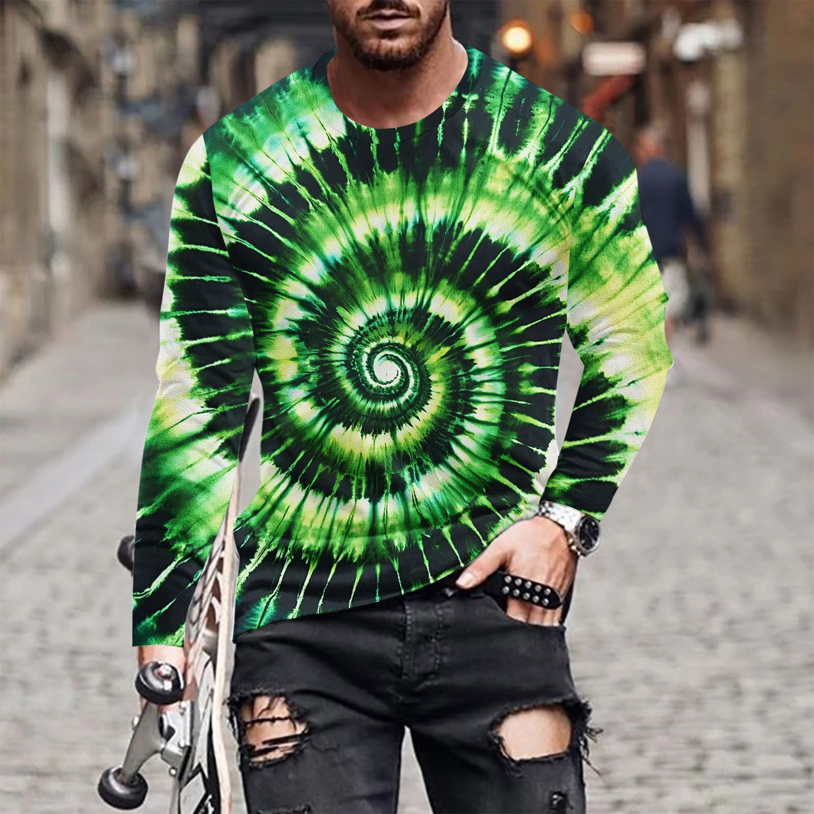 mens green tie dye shirt