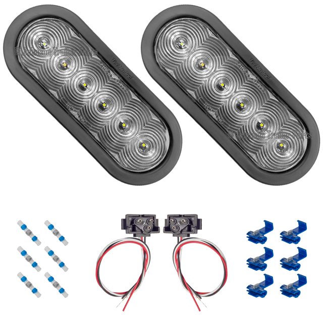 Tecniq 6" Oval Backup-Reverse LED Light Kit - Grommet Mount for Trucks Trailers RVs | Includes Wiring Connectors
