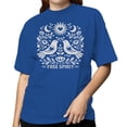 thumbnail image 2 of Free Spirit Folk Art Women's Royal Blue T-shirt, 2 of 3