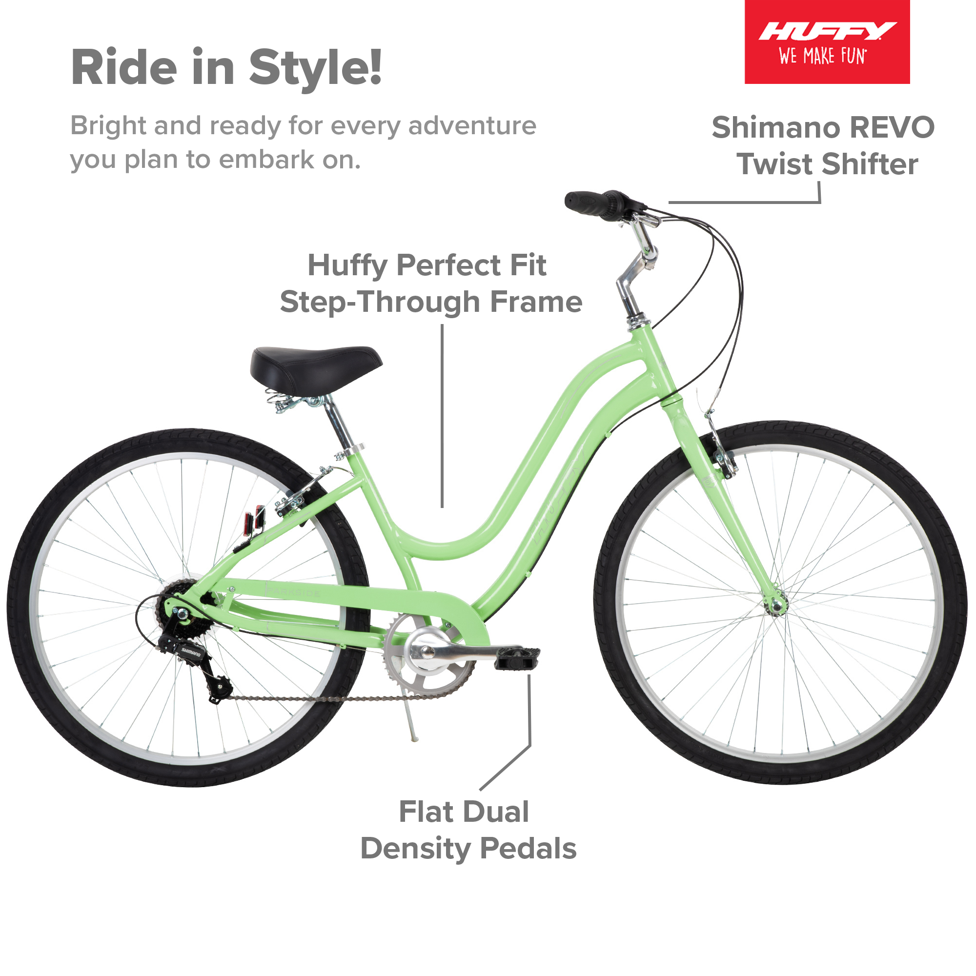 Huffy 27.5 in. Parkside Women's Comfort Bike with Perfect Fit Frame, Ages 13+ Years, Mint - image 2 of 11