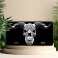 thumbnail image 4 of License Plate, Flower adorned Skull Decorative Front,Personalized Stainless Steel License Plate Cover For Men Women,12.2" X 6.2", 4 of 6