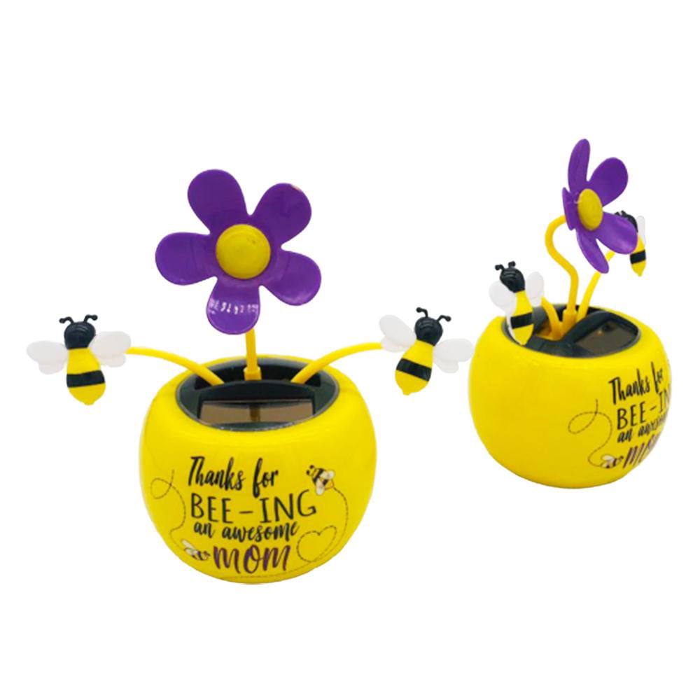 Purple Solar Powered Dancing White Flower Flip Flap Plant Bobble Swing Pot 