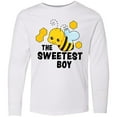 thumbnail image 3 of Inktastic The Sweetest Boy with Bee and Honey Combs Long Sleeve Youth T-Shirt, 3 of 5