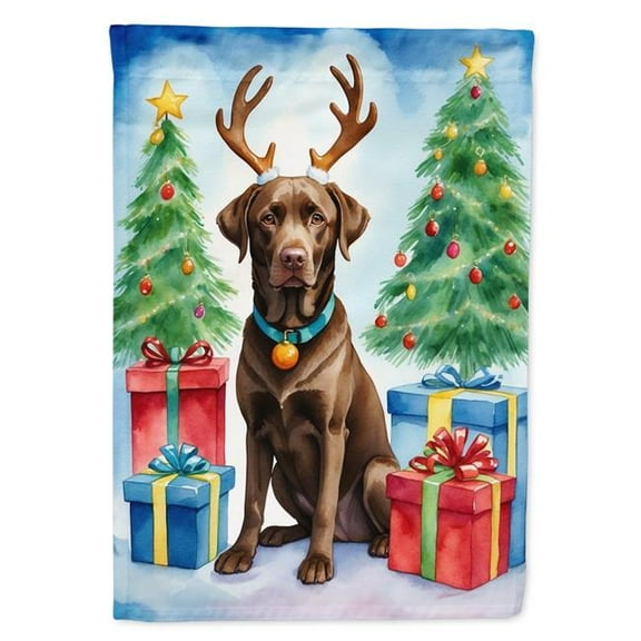 Chocolate Labrador Retriever Christmas Reindeer Garden Flag