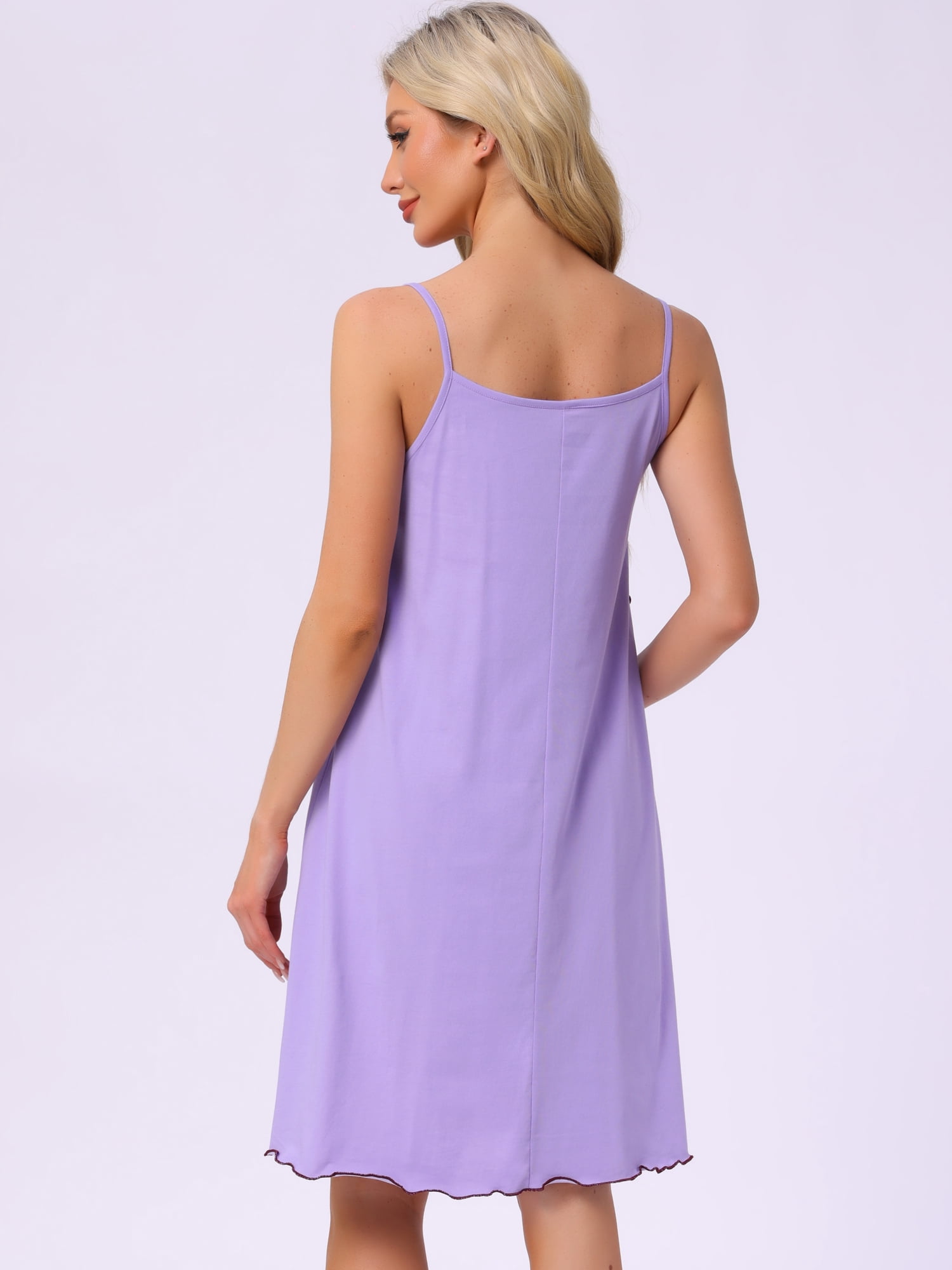 DARING DIVA Women's Sleeveless Loose Fit Chemise Ruffle Camisole XS Purple