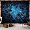 thumbnail image 1 of Tapiz de pared con diseño de bosque estrellado misterioso, tapiz psicodélico con estampado de árboles forestales, manta de playa para dormitorio, sala de estar, dormitorio, decoración de pared, 150 x, 1 of 4