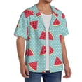 thumbnail image 2 of Uemuo Watermelon Pattern Cotton Linen Short Sleeve Shirts,Casual Lightweight Button Down Shirts,Vacation Beach Summer Tops-Medium, 2 of 7