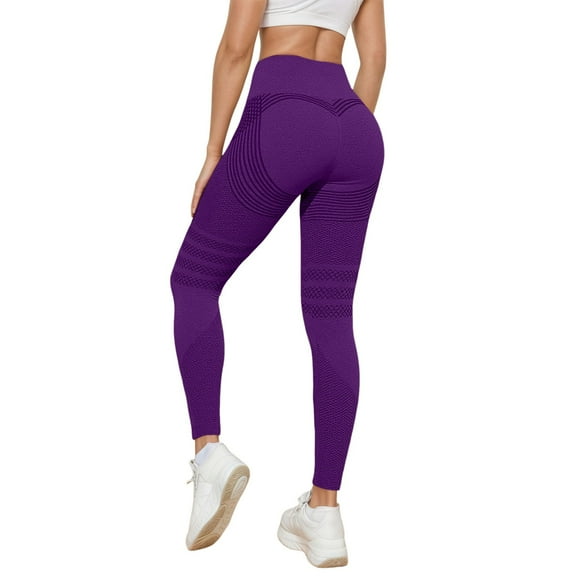KHONTS Leggings Womens Lifting Tummy Control Resistance Band Pants Cellumove 3D Compression Legging Purple XL