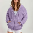 thumbnail image 2 of Timegard Hoodies for Women Plus Size Full Zipper Fleece Warm Jackets Fall Winter Casual Loose Comfy Coat, 2 of 5