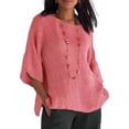 thumbnail image 1 of Avamo T-shirt Femme Couleur Unie T-shirt Col Rond Hauts d'Été Doux Tee Chandail de Vacances Rose TG, 1 of 3