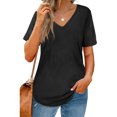 thumbnail image 3 of Top con cuello en V Ticfox de color puro para mujer Negro XXL, 3 of 6