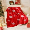 thumbnail image 1 of Adornos navideños, adornos para el árbol de Navidad, manta de franela roja navideña con copos de nieve rojos, manta para sofá, viajes, oficina, dormitorio, mantas navideñas de 40 x 60 pulgadas., 1 of 6